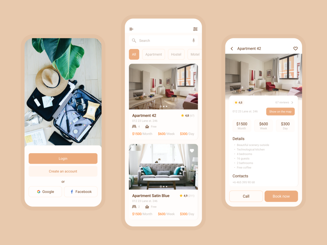 Apartment booking app by Ekaterina on Dribbble